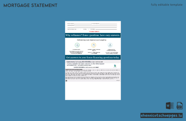 Hypothekenabrechnung der Standard Chartered Bank aus Simbabwe im Word- und PDF-Format, 3 Seiten, Beispielvorschau